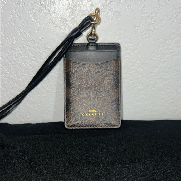 Coach Handbags - Coach Black and Brown Card Holder with Wrist Strap